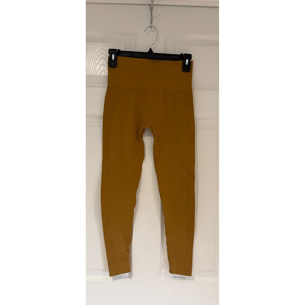 Set Active Sculptflex High Waisted Seamless Ribbed Leggings Mustard Yellow Small